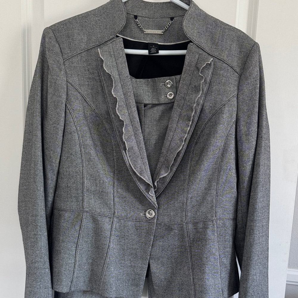Gray Ruffled Blazer - image 1